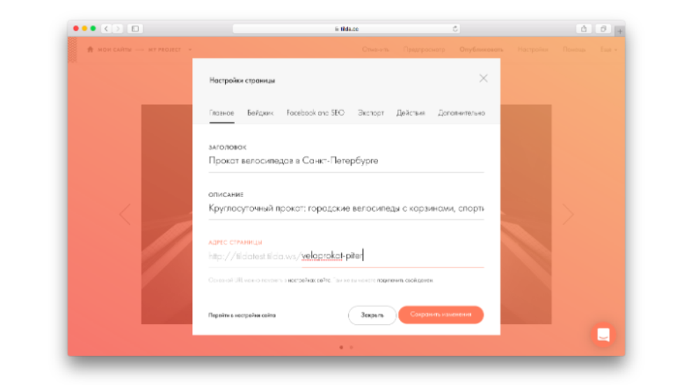 продвижение сайта на тильде настройки